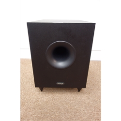  Mission speaker system including two uprights, two front, centre speaker and two rear speakers with Tannoy sub woofer, and Yamaha natural sound AV receiver RX-V765 (This item is PAT tested - 5 day warranty from date of sale)   