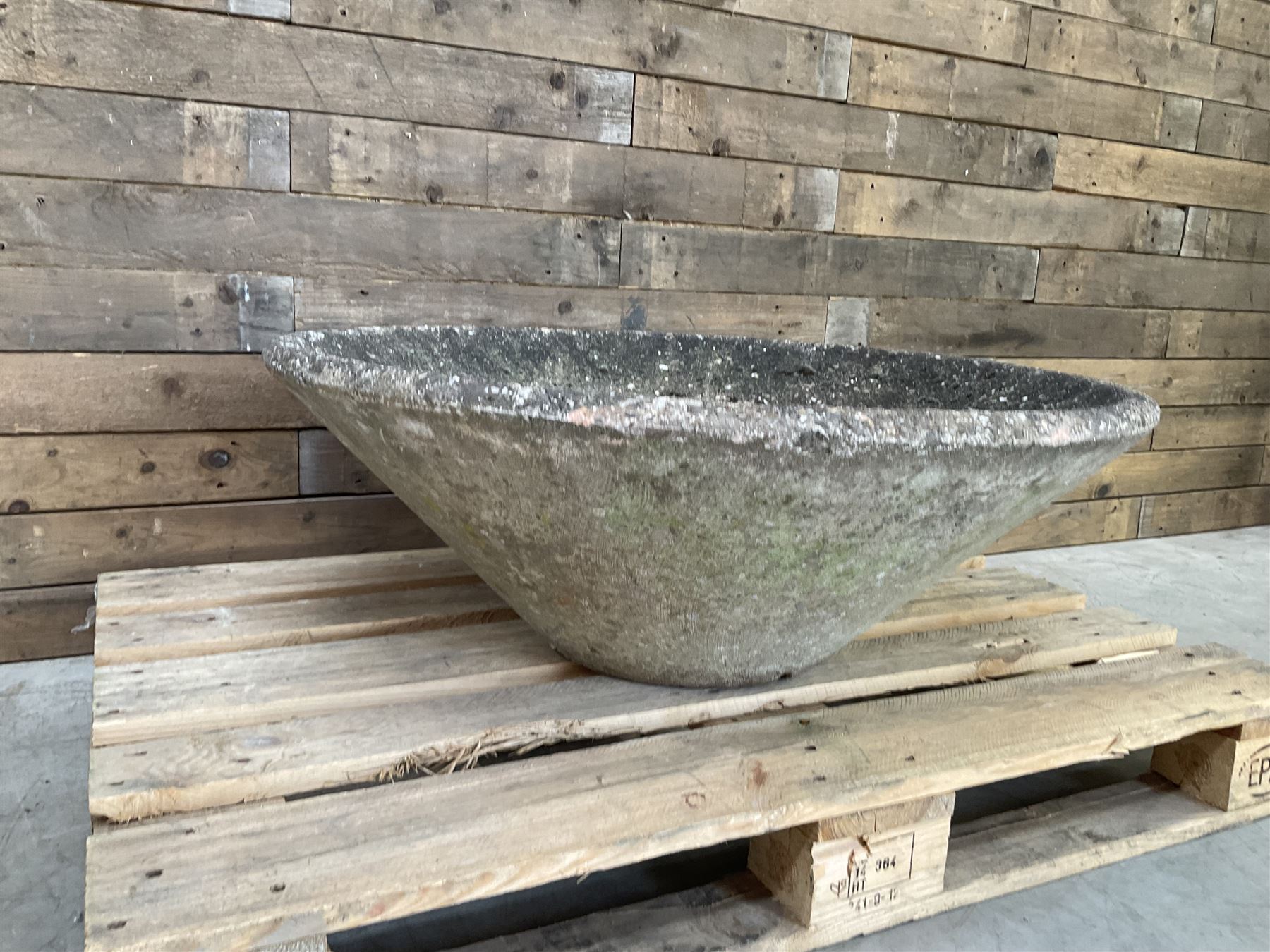 Large mid century tapering concrete planter