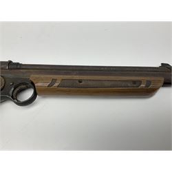 Four .177 air pistols comprising Hy-Score with moderator; American Classic with wood effect plastic fore-end and grips; T.J. Harrington & Son 'The Gat' with plunge barrel action; and another marked 'Made in China' NB: AGE RESTRICTIONS APPLY TO THE PURCHASE OF THIS LOT (4)