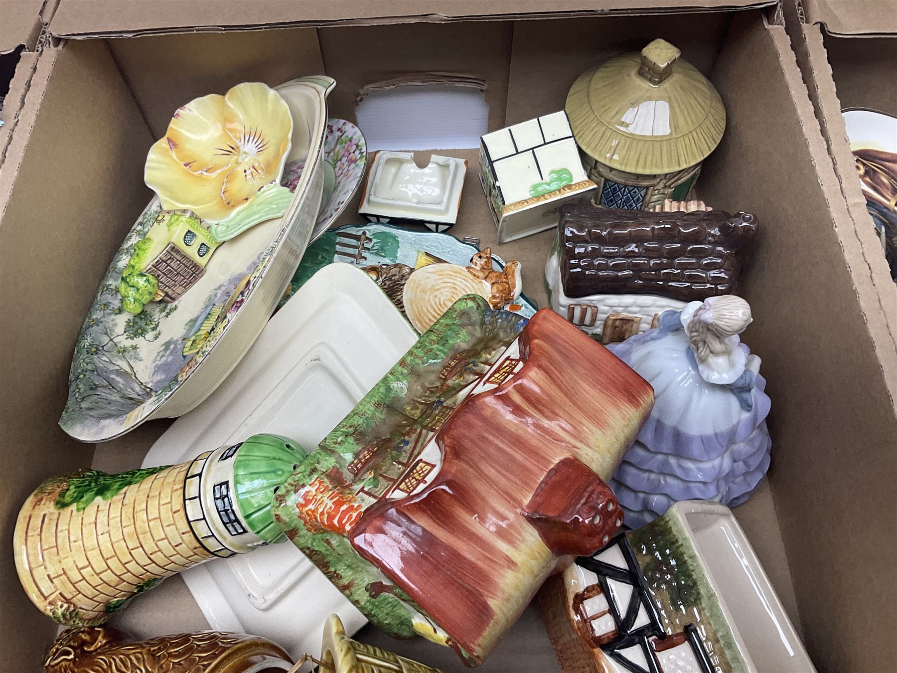 Teacups and saucers, including examples by Royal Worcester, Paragon and Shelley, together with a collection of other ceramics and collectables, in three boxes
