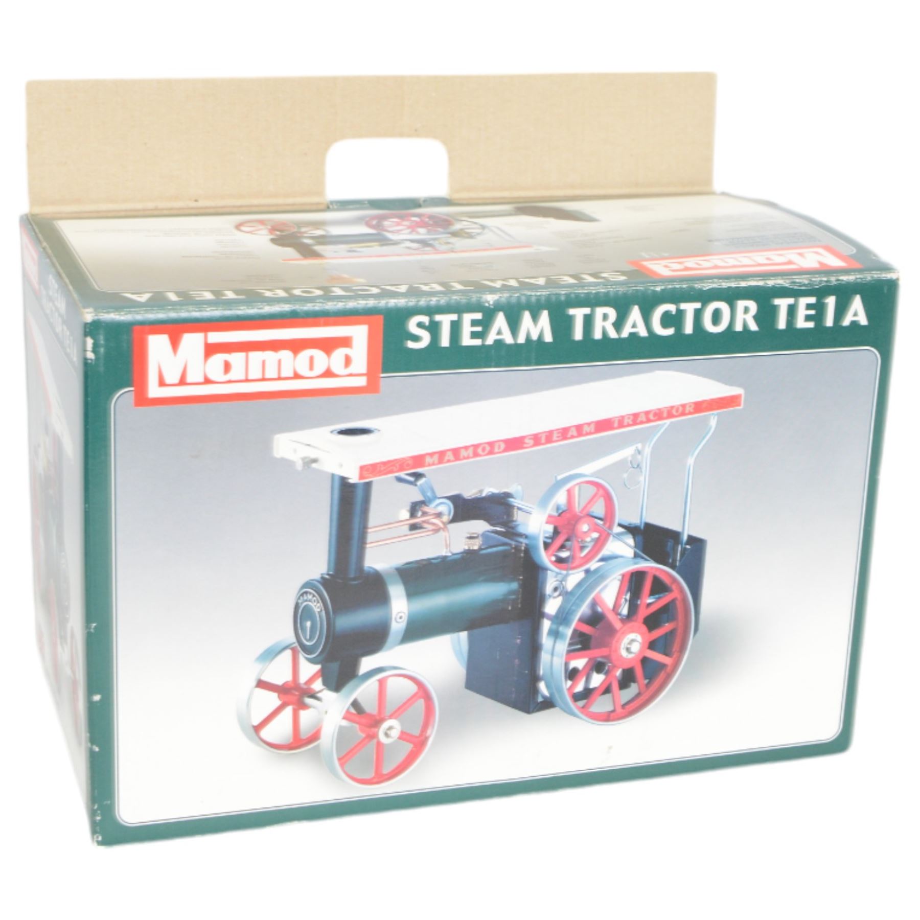 Mamod TE1A Steam Tractor live steam engine, in black, red and green finish, boxed 