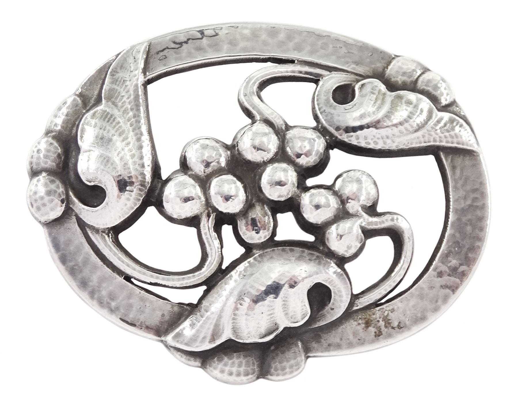 Georg Jensen silver 'Moonlight Grapes' brooch No. 101, London import mark 1995