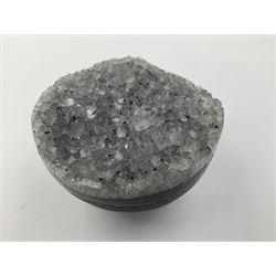 Amethyst geode spheres, with white crystalline internal formation, D9cm