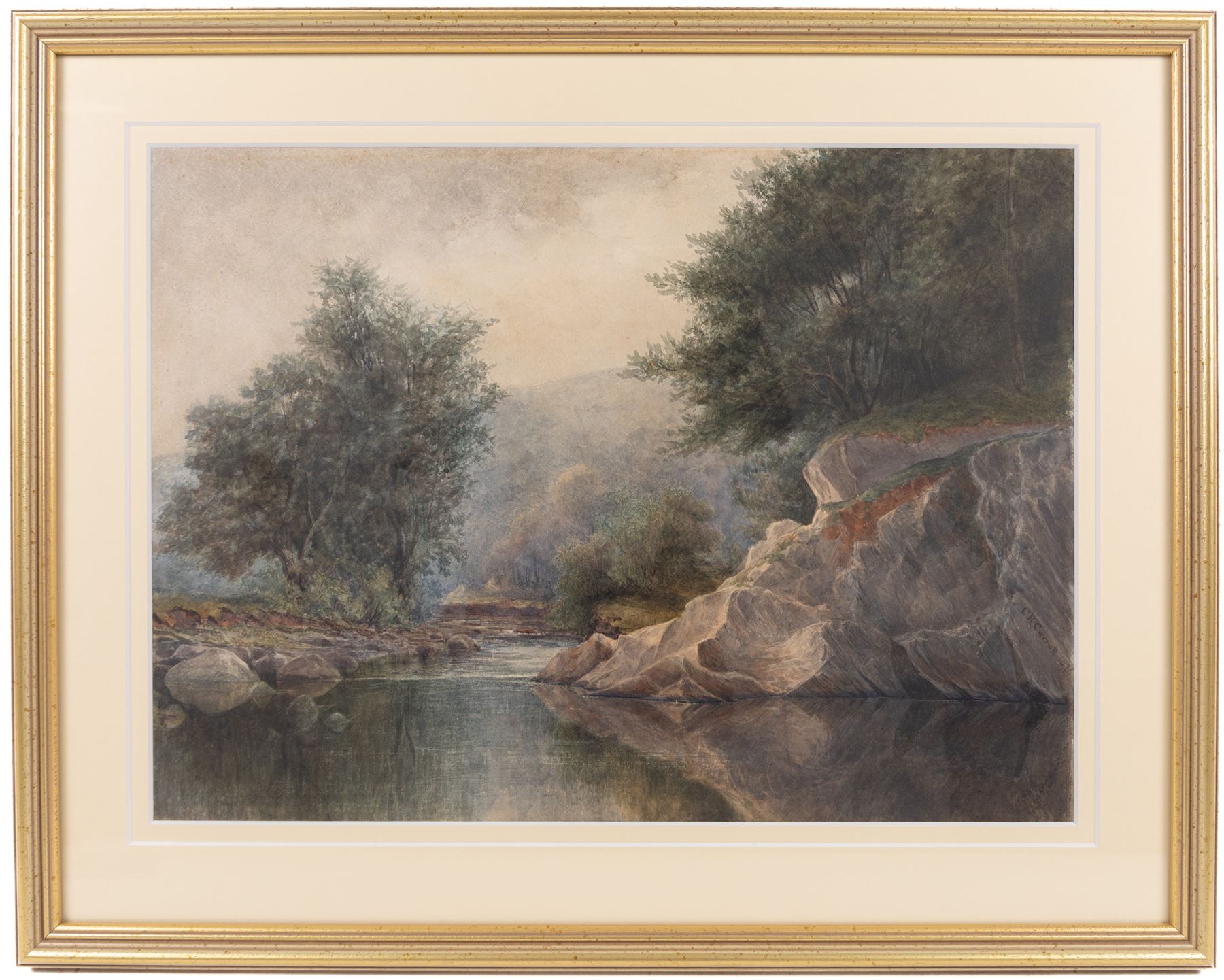 Colin R Carroll (British 19th Century): A Quiet Pool on the Lledr, watercolour signed and dated 1876, titled later verso 33cm x 45cm 