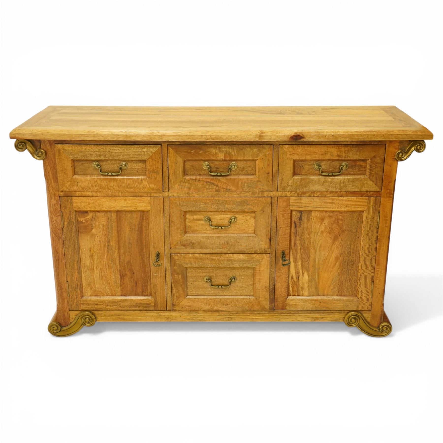 Baker Furniture - 'Baluster' range mango wood sideboard, with an arrangement of five drawers and two cupboards, gilt metal mounts