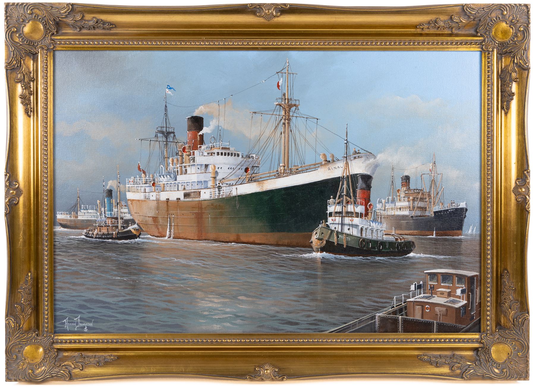 Adrian Thompson (British 1960-): The Wilson Liner Rinaldo of Hull, oil on canvas signed 49cm x 75cm 