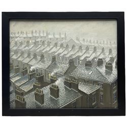 Steven Scholes (Northern British 1952-): 'Manchester Roof Tops', oil on canvas unsigned, titled verso 24cm x 29.5cm