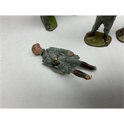 Ten various composition figures of French soldiers, possibly by Elastolin, H9cm; and eight lead figures of French soldiers; together with five modern metal figures of soldiers (23)