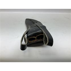 Post WW2 Gurkha kukri, in leather scabbard complete with two skinning knives, 42cm overall