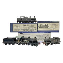 ‘00’ gauge - three kit built steam locomotives comprising GER Class S69/B12 4-6-0 no.1510 finished in GER blue, with McGowan Models box; Aspinall Class 1008 2-4-2T no.50887 finished in BR black, with McGowan Models box; MR/LMS Class 1P 0-4-4T no.1268 finished in LMS black with Craftsman Models box (3) 