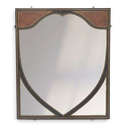 Edwardian mahogany heart-shaped wall mirror, bevelled mirror plate within a shaped frame, ...