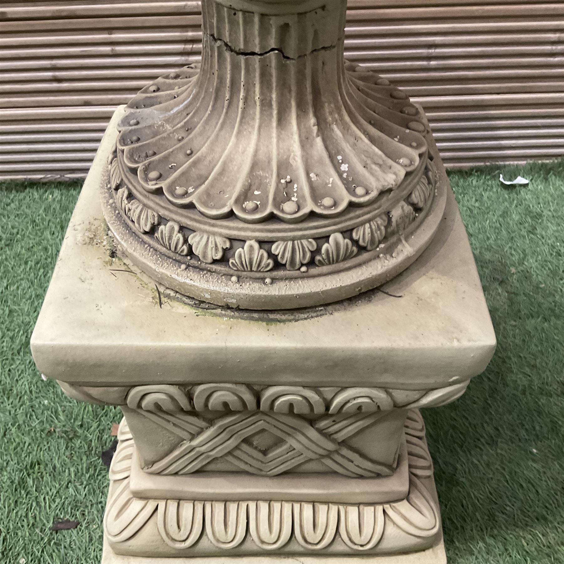 Cast stone urn planter on pedestal base  - THIS LOT IS TO BE COLLECTED BY APPOINTMENT FROM DUGGLEBY STORAGE, GREAT HILL, EASTFIELD, SCARBOROUGH, YO11 3TX