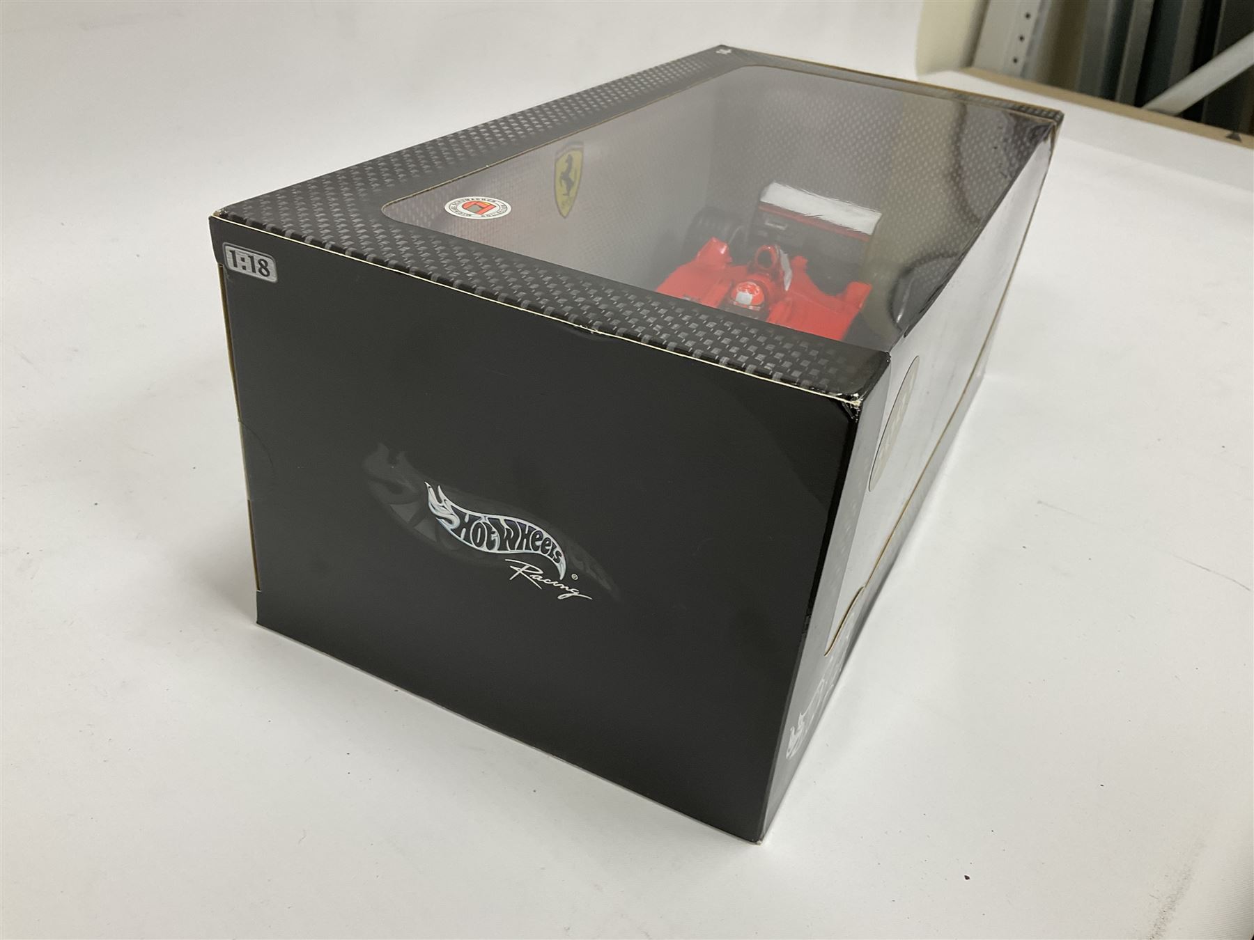 Hot Wheels Racing 1:18 scale diecast Michael Schumacher F2002 Ferrari Formula One car, in box