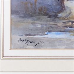 Henry Neil (British Early 20th Century): Robin Hood's Bay, watercolour signed and dated '12, 13cm x 22cm 
Notes: stylistically this picture is very similar to the work of RHB artist James Ulric Walmsley (1860-1954), and its date means that the two may well have met or painted together.