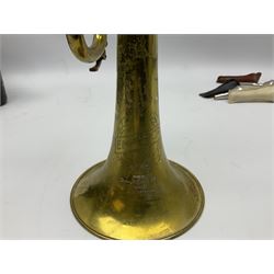 Boosey & Hawkes Emperor brass trumpet L48.5cm; in Henri Selmer carrying case with five mouth pieces and four mutes