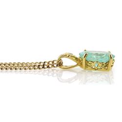 18ct gold Paraiba tourmaline and diamond pendant, on 9ct gold necklace