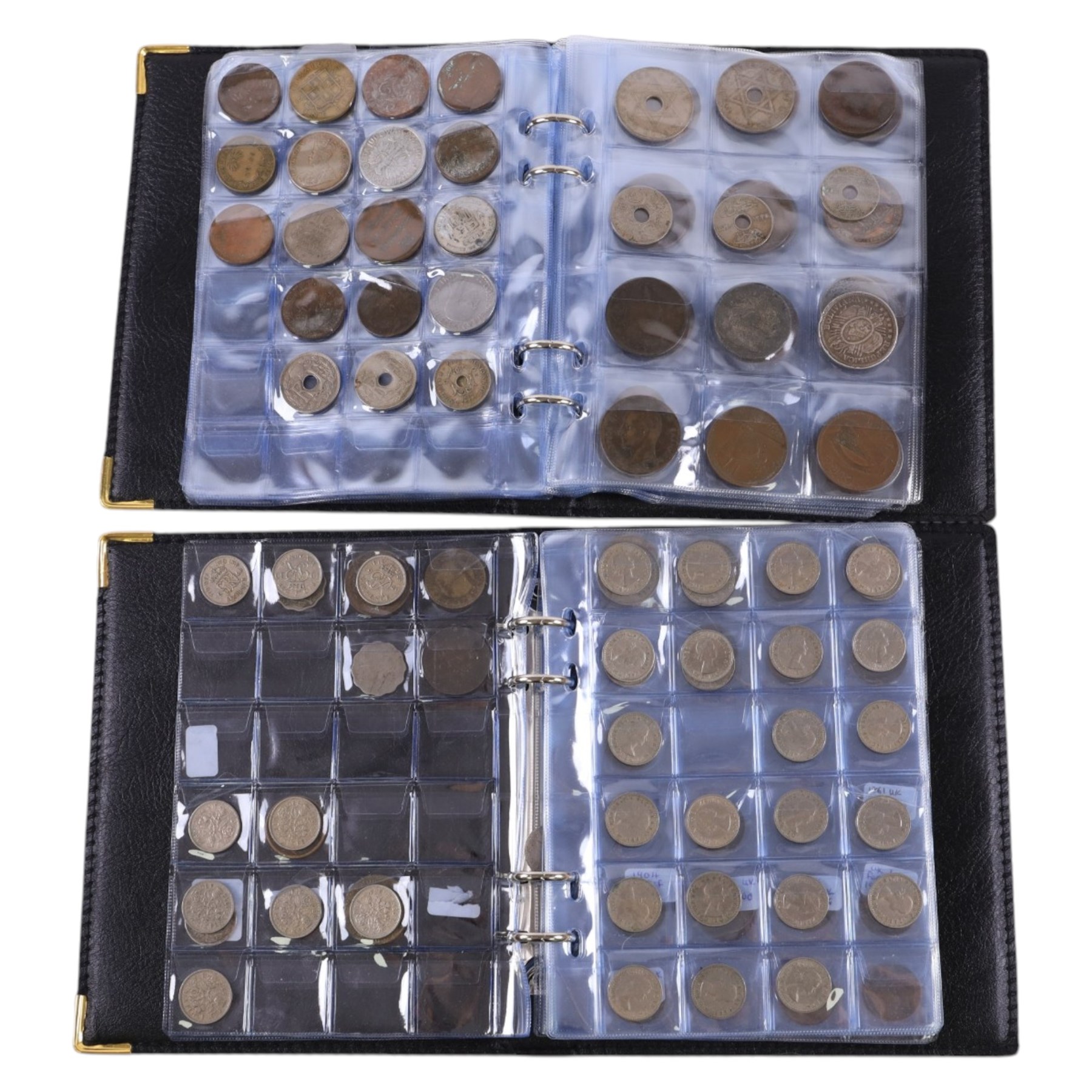 Great British and World coins, including year sets, pre-decimal coinage, commemorative crowns, coin covers etc, housed in folders and loose.