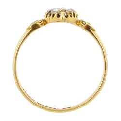 Victorian gold rose cut marquise shaped ring, stamped 18ct