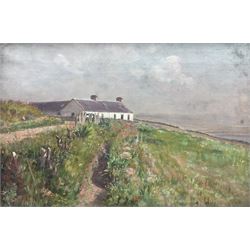 Robert Cree Crawford (Scottish 1842-1924): Cottage by the Sea, oil on canvas signed with initials 1888, 40cm x 60cm