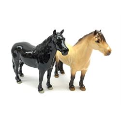 A Beswick figure, modelled as a Fell Pony, Dene Dauntless, model no, together with a Beswick Dunn Highland Pony, model no 1644, each with printed mark. 