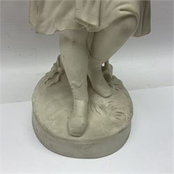 19th century Copeland Parian Ware figure, Young England's Sister, modelled as a girl holding a book, impressed 'Young England' to base, H39cm