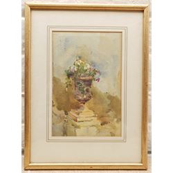 Attrib. Frank Ellis Horne (British 1863-1932): Urn with Flowers, watercolour signed with initials FEH 23cm x 15cm
