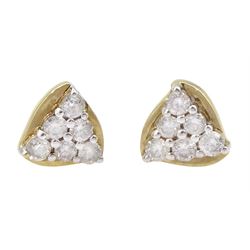 Pair of 9ct gold round brilliant cut diamond stud earrings, stamped 375