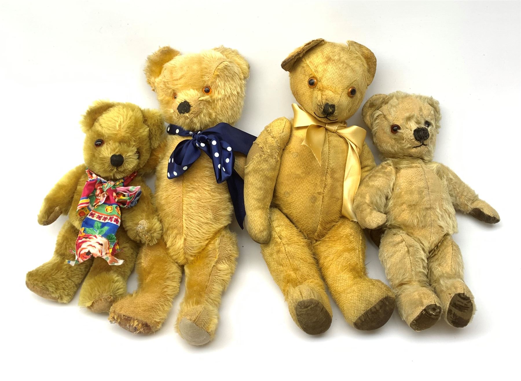 Chad Valley teddy bear, the swivel jointed head with glass eyes and