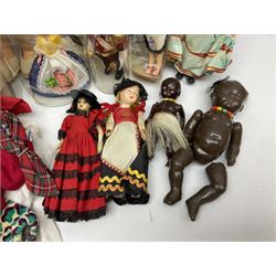 1960s Pedigree hard plastic walking doll H41cm; two fashion dolls; quantity of doll's clothing by Faerie Glen, Pedigree etc; and small collection of National Costume dolls; together with Dinky die-case army truck