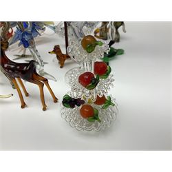 Large collection of hand-blown glass animals and figures, to include fish, birds, cats, dogs, monkeys etc
