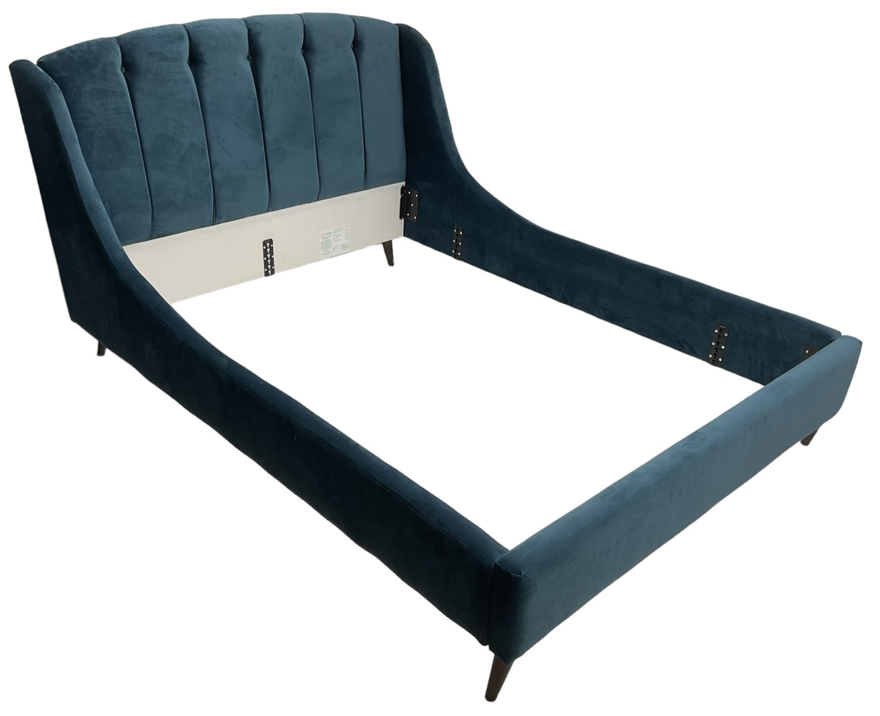 Bensons for Beds - 5' King-size bedstead upholstered in blue velvet 