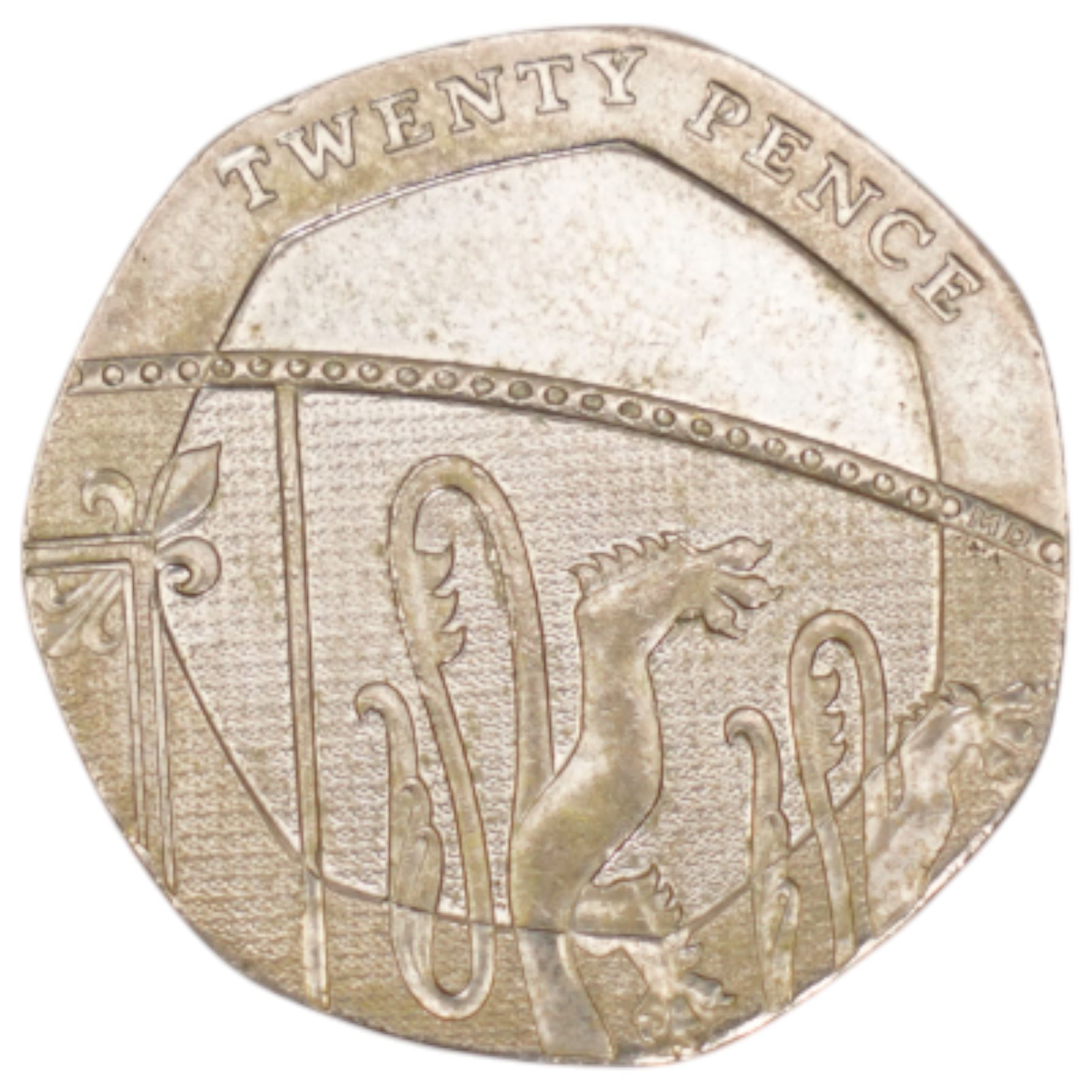 Queen Elizabeth II 2008 undated twenty pence coin, from circulation