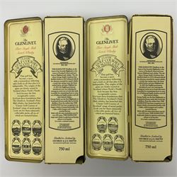 Two Glenlivet 12 year old, single malt Scotch whisky, 700ml 70% vol, each in original Classic Golf Clubs of Scotland presentation tin, Royal Troon and Royal Dornoch