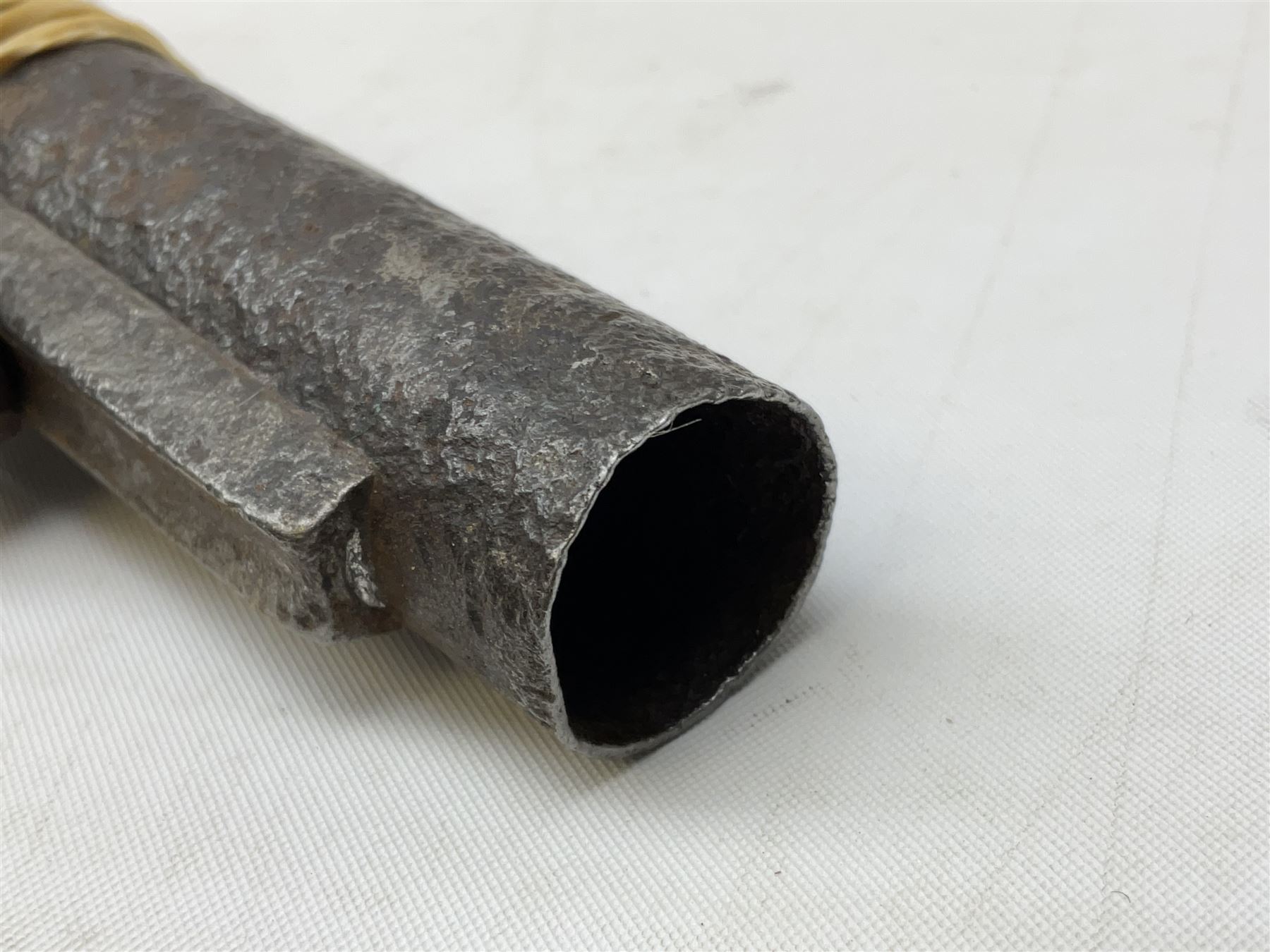 Composed decorative percussion action sporting gun, the 79cm barrel with ramrod under and Indian style studded stock L124cm overall