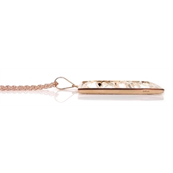  Rose gold on silver large rectangular pendant necklace, stamped 925  