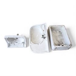 Collection of three sinks - one Belfast Sink plus two handwash sinks with two pedestals