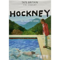 After David Hockney (British 1937-): 'Hockney - 60 Years of Work' - Tate Britain Exhibition Poster, exhibition poster dated 2017, 59cm x 41cm