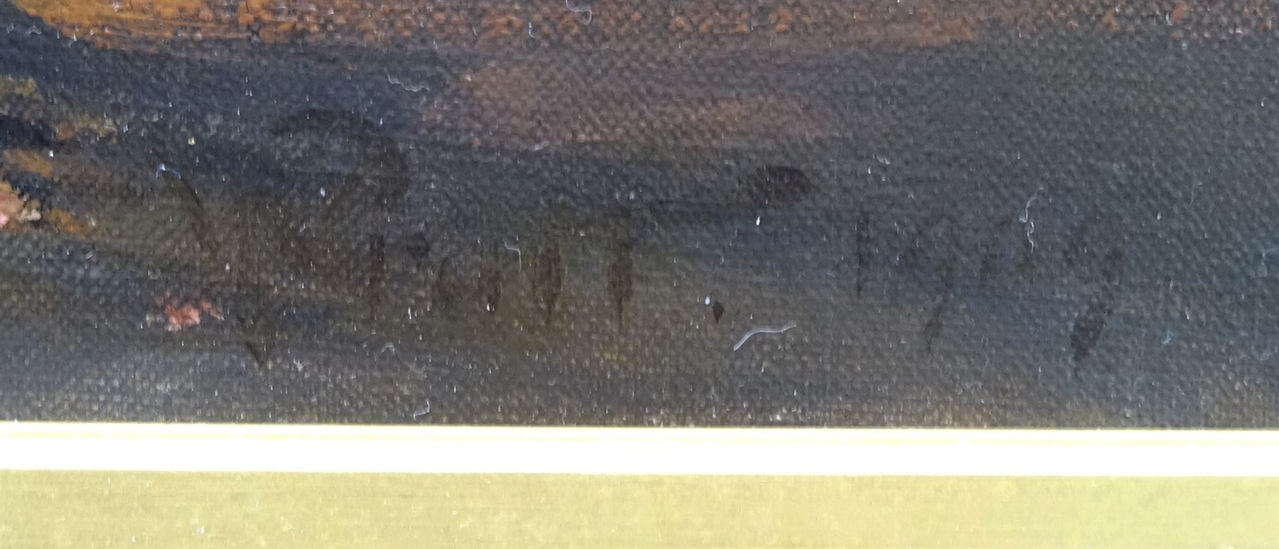 William Pratt (Scottish 1855-1936): 'Evening at Staithes' - the High Street, oil on canvas signed and dated 1909, titled on original label verso 45cm x 60cm 
Notes: Pratt seemingly visited Staithes multiple times in the early 1900s, as the companion to this picture, 'In the Shallows' (sold by Lyon & Turnbull 27/01/16, lot 536), in an identical frame and also depicting Staithes, is dated 1910. The shop in the foreground was a grocery run by Joseph Verrill, described in 1911 as 'grocer and agent for W & A Gilbey Ltd, Wine and Spirit Merchants'. He was often assisted by his two daughters, Lavinia and Hannah. The Verrills were one of the largest families in Staithes; Joseph Verrill Snr (1839-1910) was first coxswain of the Staithes lifeboat, and Isaac Verrill (1811-1895), a fisherman, was photographed by Frank Meadow Sutcliffe (1853-1941). The building became the gift shop of W & H Dean in the 1950s, and is now the Endeavour Café.