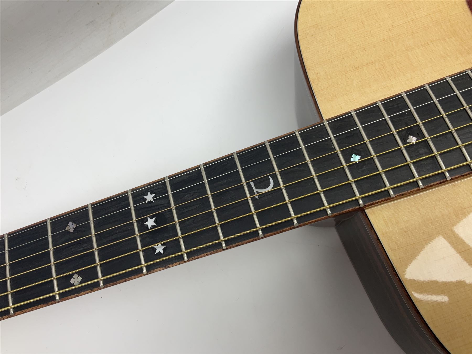 Tanglewood Dreadnought spruce and java wood acoustic guitar the three-piece back with mango spalted wood insert; in Faith hard carrying case; serial no.201147017 L103cm