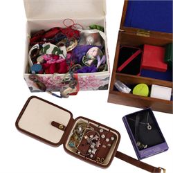 Silver jewellery, including pair of Chamila rose earrings, other earrings and rings, together with a collection of costume jewellery and watches