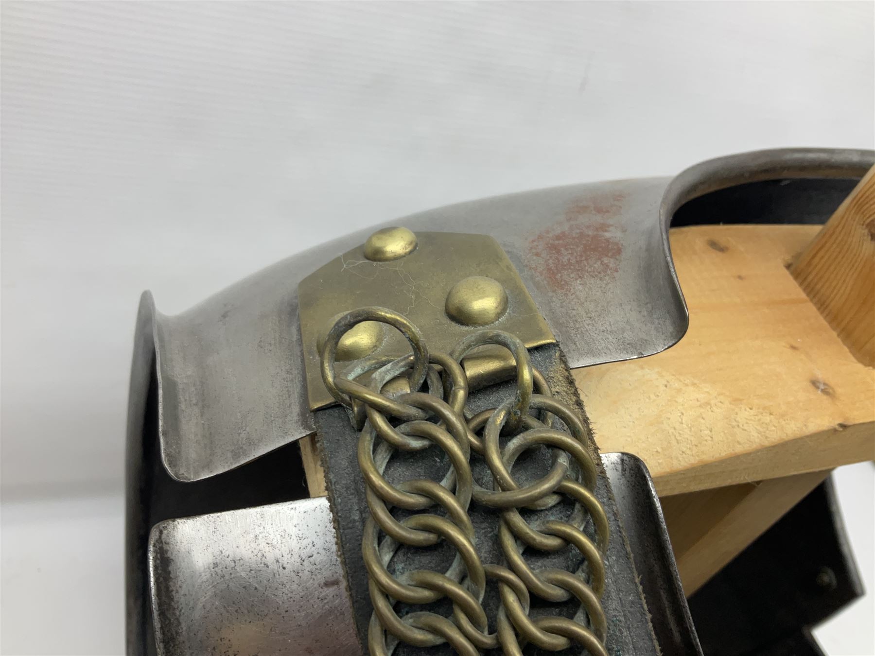 French 2nd Empire Cuirassiers breastplate and backplate, both marked internally along the bottom flange August 1862 for the Premier Guard Lancers No.450; on modern wooden display stand