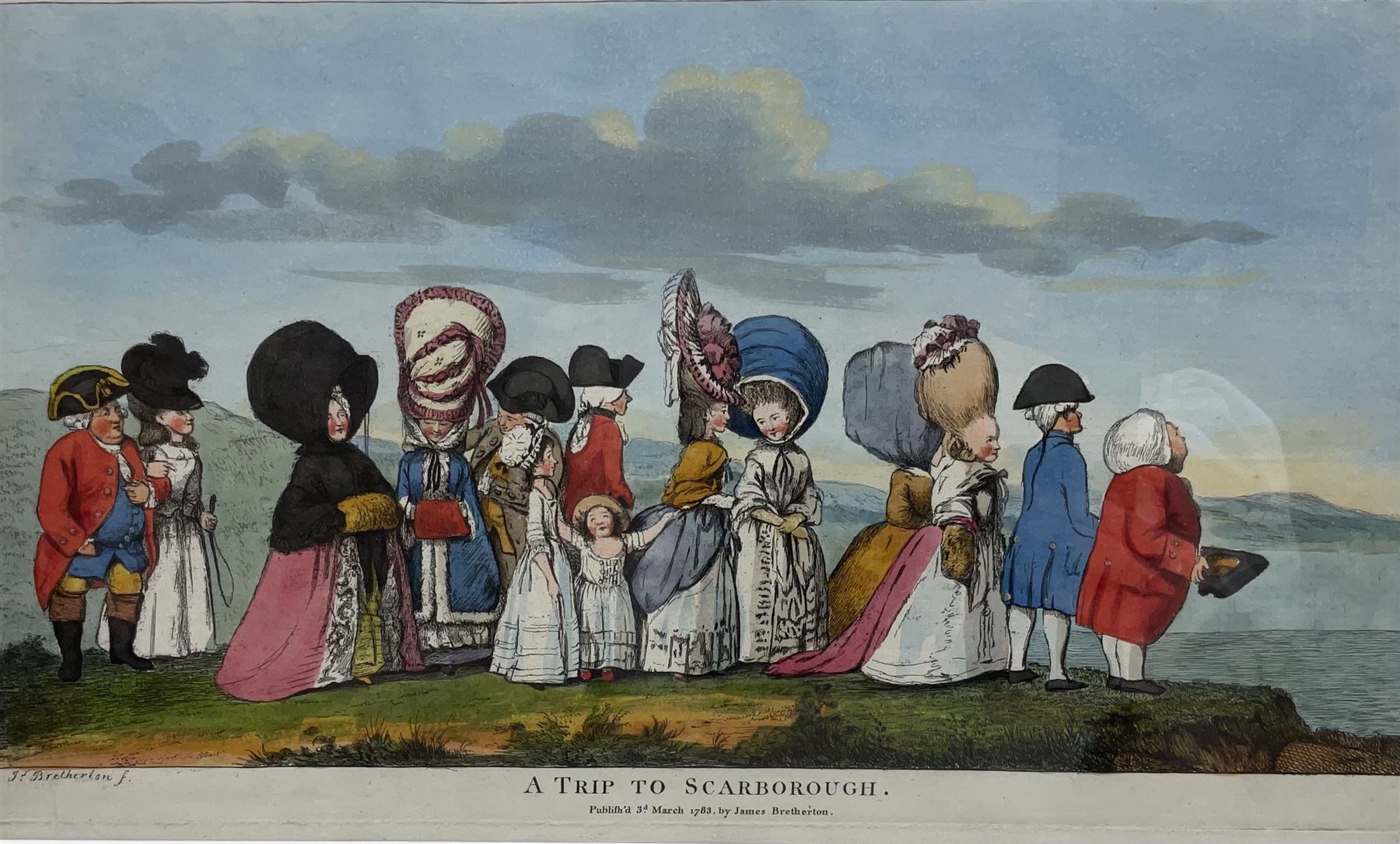 James Bretherton (British act.1750-1799): 'A Trip to Scarborough', etching with hand colouring pub. 1783, 22cm x 41cm
