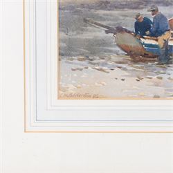 Charles William Adderton (British 1866-1944): Flamborough Boats, watercolour signed and dated '96, 17cm x 24.5cm 