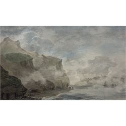 Amos Green (British 1735-1807): Scarborough from White Nab through Fog, watercolour unsigned c.1801, 21cm x 35cm