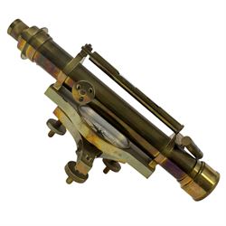 Brass railway lantern, Hailwood & Ackroyd WB patent miners lamp, brass theodolite and a telescope