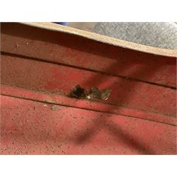 Tri-ang pressed steel Grand Prix Vanwall child’s pedal racing car, English 1960s, finished in red with racing No.3, original white plastic steering wheel, metal bucket seat, bonnet air intake, chrome plated side exhaust, chrome spoked wheels with chrome plated spinners, black solid rubber tyres L121cm W53cm H46cm)