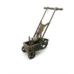 Vintage cast iron tennis court line marker, together with peg and line guide 