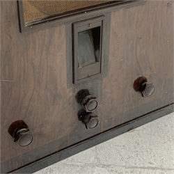 Early 20th century Art Deco radio by 'His Master's Voice', walnut and rosewood cased, W45cm, H49cm, D30cm