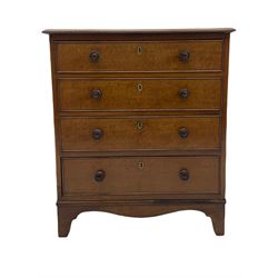 19th century and later mahogany chest, fitted with four drawers, turned handles 