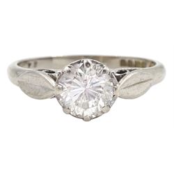 18ct white gold single stone round brilliant diamond ring, hallmarked, diamond 0.84 carat